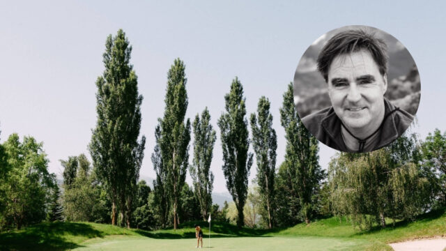 Imatge del Golf Sant Marc amb el David Borrell en miniatura